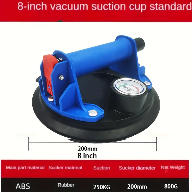 Heavy Duty Vacuum Suction Cup Tool, 8-Inch Strong Vacuum Suction Cup with Pressure Gauge, Industrial Suction Cup Lifter, Small Hand Tools, Handheld Vacuum Suction Cup for Granite Tile Glass, Men Gadgets 5
