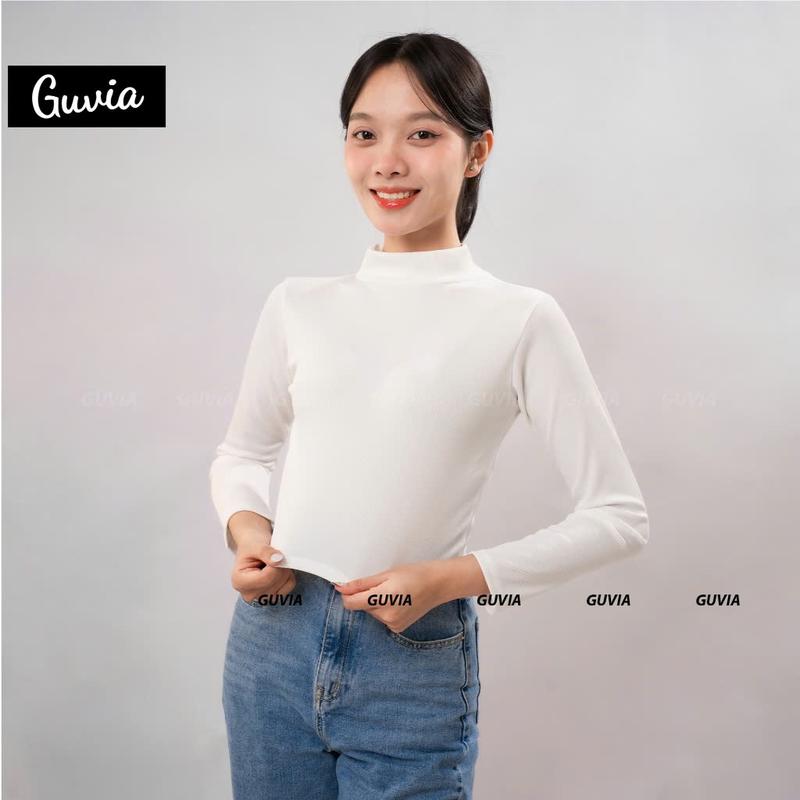 [CR28] Áo Croptop Tay Dài Cổ Lọ Nữ Ôm Body , Áo Thun Gân Kiểu Nữ Dài Tay Women Dáng Ngắn Shirt 6
