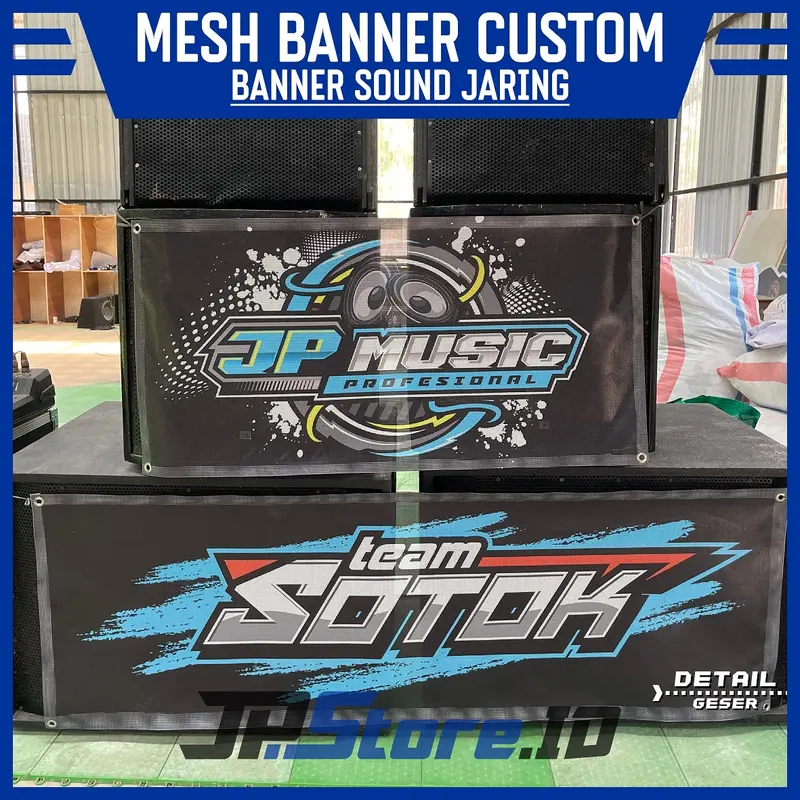 JP.Store BANNER AUDIO SOUND SYSTEM BANER JARING Spanduk Lubang Bendera Custom Desain Suka - Suka Standar 0