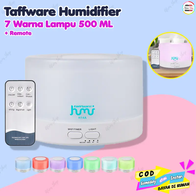 Taffware Humidifier Aromaterapi Elektrik 7 LED + Remote 300-500ML 0
