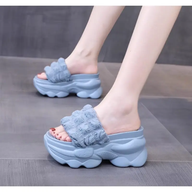 COD Bayar Ditempat Sandal Sendal Wedges Wanita Perempuan Hak Flatfrom Model Kokop Kotak Kain BM 521 6
