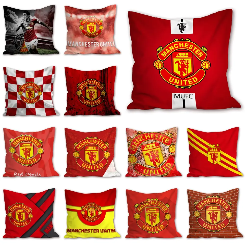 Football Club  Manchester United Logo Double Side Polyester Pillow Case Car Sofa Cushion Cover Home Decoration,Without Core