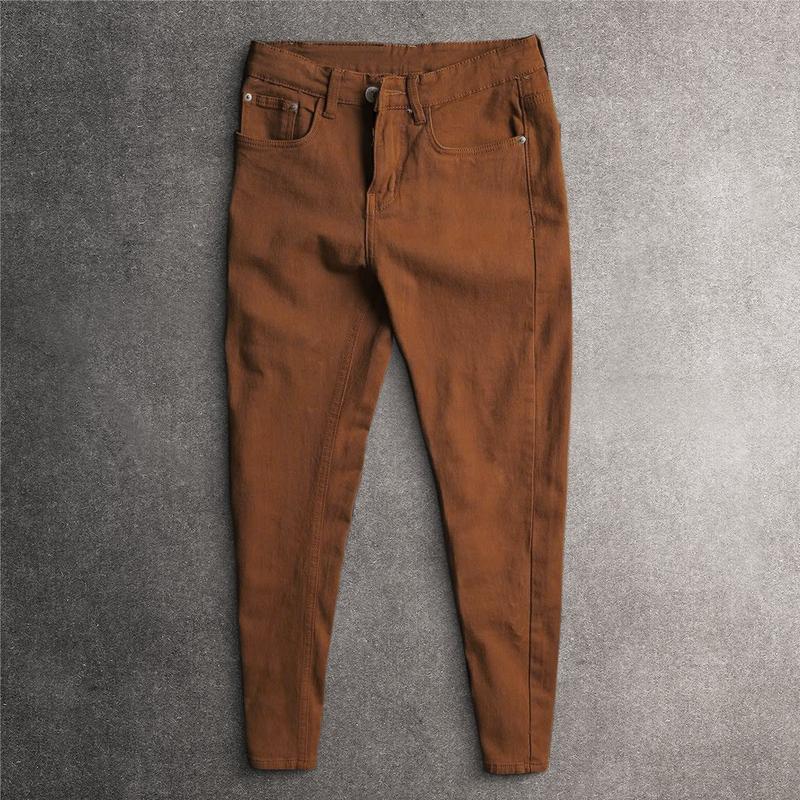 Quần Jean Dài Nam Màu Nâu Ôm Gọn Chất Vải Kaki Co Giãn