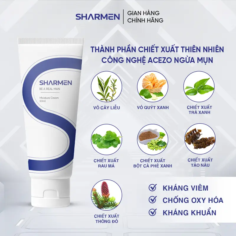 Kem dưỡng Sharmen cấp ẩm dưỡng trắng ngừa mụn giúp da bóng mịn tuýp 50ml 1