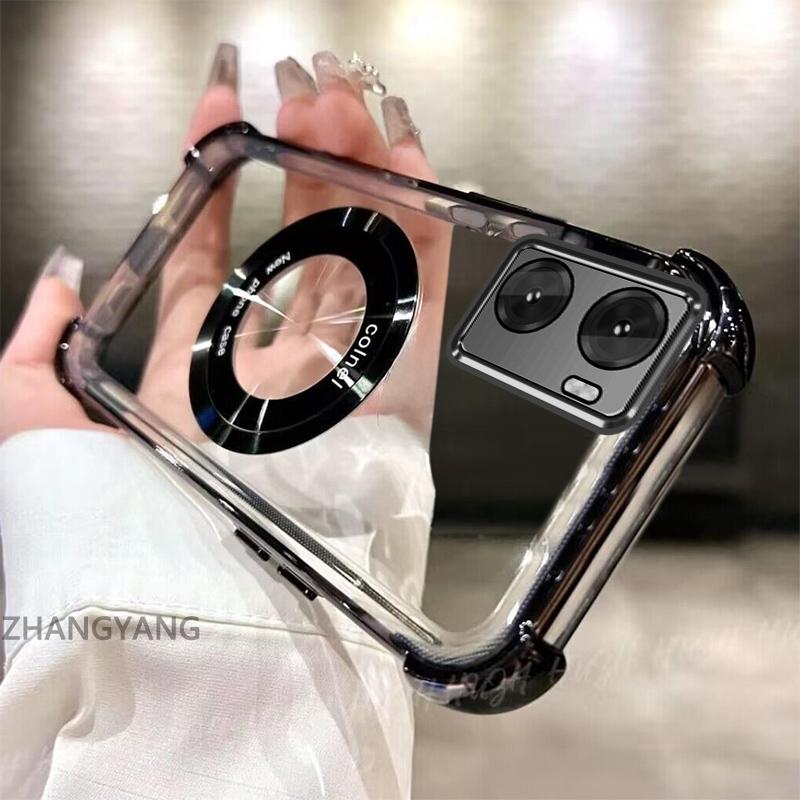 Casing Transparan Airbag Anti Guncangan Untuk OPPO A57 4G 2022 A77 A77s 4G Case  OPPO A77 5G 2022 TPU Soft Silikon Empat Sudut Shockproof Phone Cover Magnetic Penutup Telepon