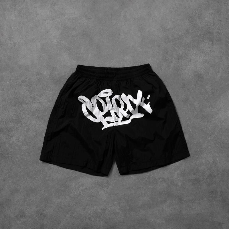 Spirix1x1 Quần Short Trên Gối Spirix Drill Shorts " Drip Drip " Nam Nữ Big Size Đi Chơi, Du lịch, Thể Thao Quần Đùi Đen Co Giãn Big Size Ống Rộng Màu Đen Menswear