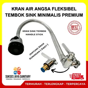 Kran Keran Air Angsa Fleksibel Tembok Sink Minimalis Premium Stainless Cuci Piring Wastafel Jet keran  air kran  air Kran Sink