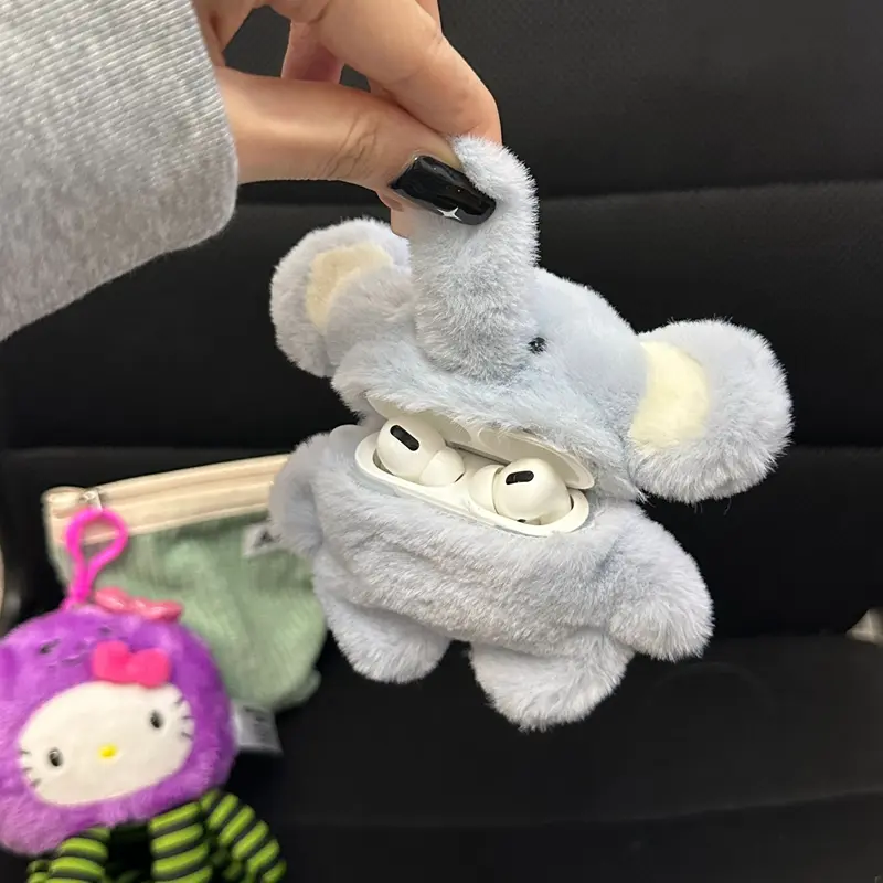 Plush Blue Elephant Suitable for AirPods 1/2 Protective Case AirPods 3rd Generation Apple Earphone Case Wireless Bluetooth Earphone Case Airpodspro2 Three-dimensional New 3rd Generation Girl Model