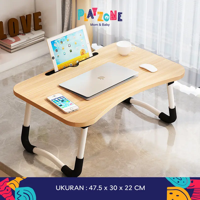 PlayZone COD Meja Laptop Lipat Portable Meja Belajar Anak Multifungsi Anti Air Karakter dan Polos Kayu 1