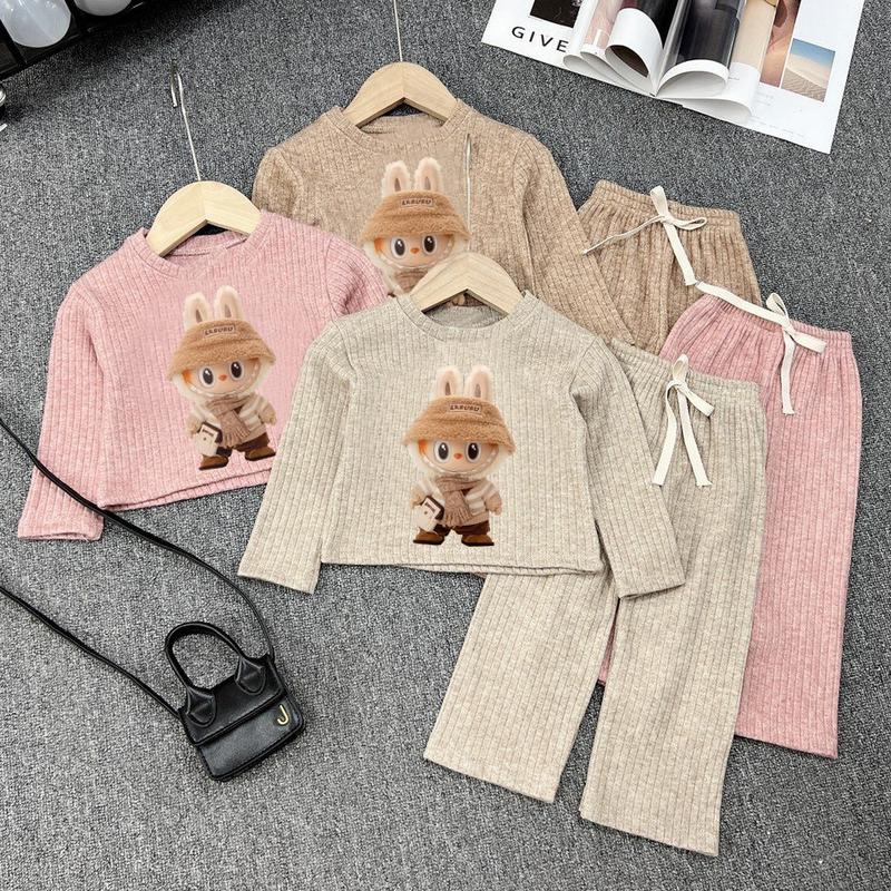 8-40kg Bộ Len tăm dài bé gái Sam kids Labubu, cotton mẻ mùa hè, quần áo trẻ em cao cấp Thun