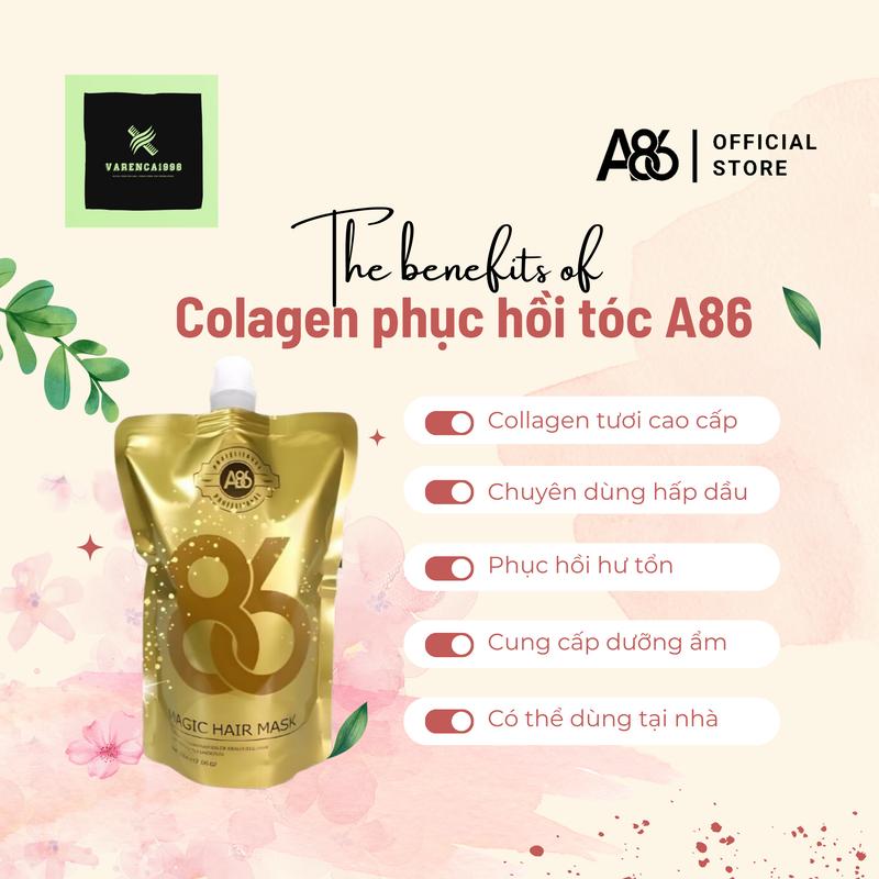 Collagen tươi cao cấp A86 chuyên dùng hấp dầu phục hồi hư tổn khử kiềm hoá chất cung cấp dưỡng ẩm cho tóc 500ml Bảo vệ màu Hữu cơ Kiểm soát dầu