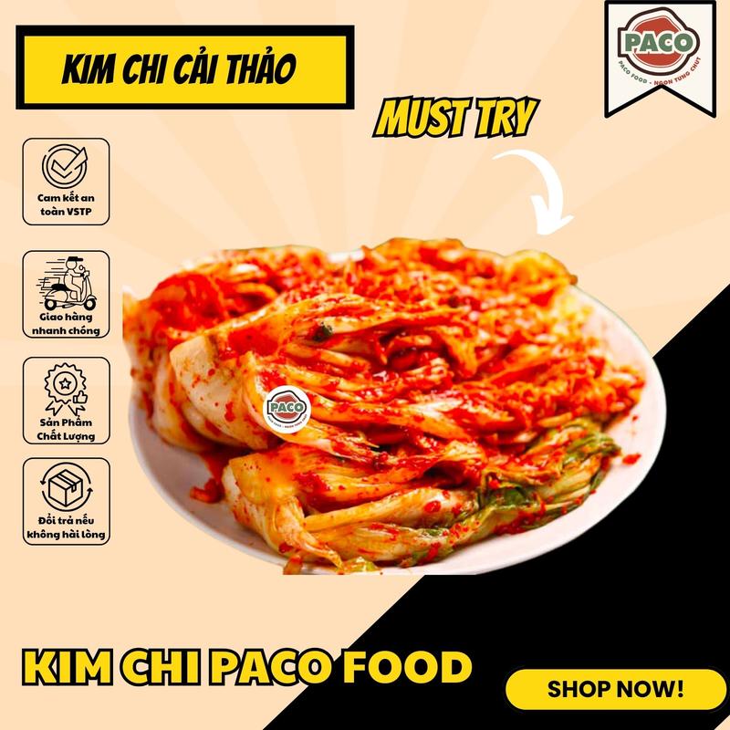 Kim Chi Cải Thảo Cắt Lát Sẵn Nhà PACO Food Chua Vị Hàn Quốc Ăn Kèm Mì Cay Thịt Nướng, Nấu Canh Soup, Lẩu Đa Dụng - PACO FOOD SNACKS