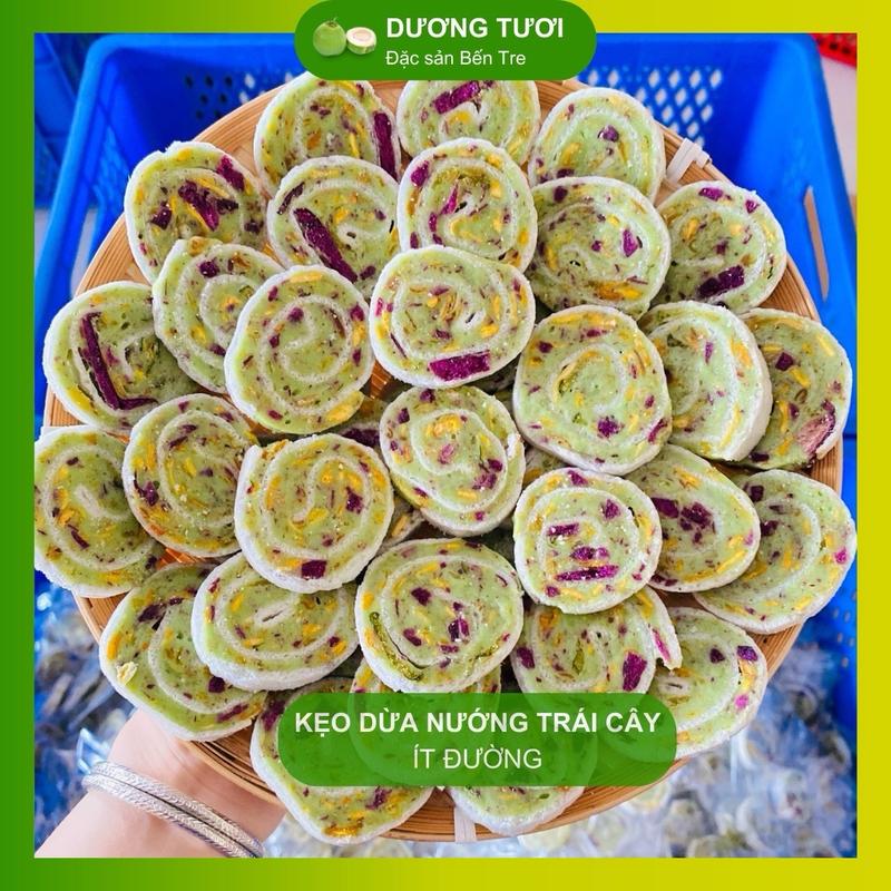 KẸO DỪA NƯỚNG TRÁI CÂY Ăn Vặt Candy Hữu cơ Lượng đường thấp Đặc sản Bến Tre