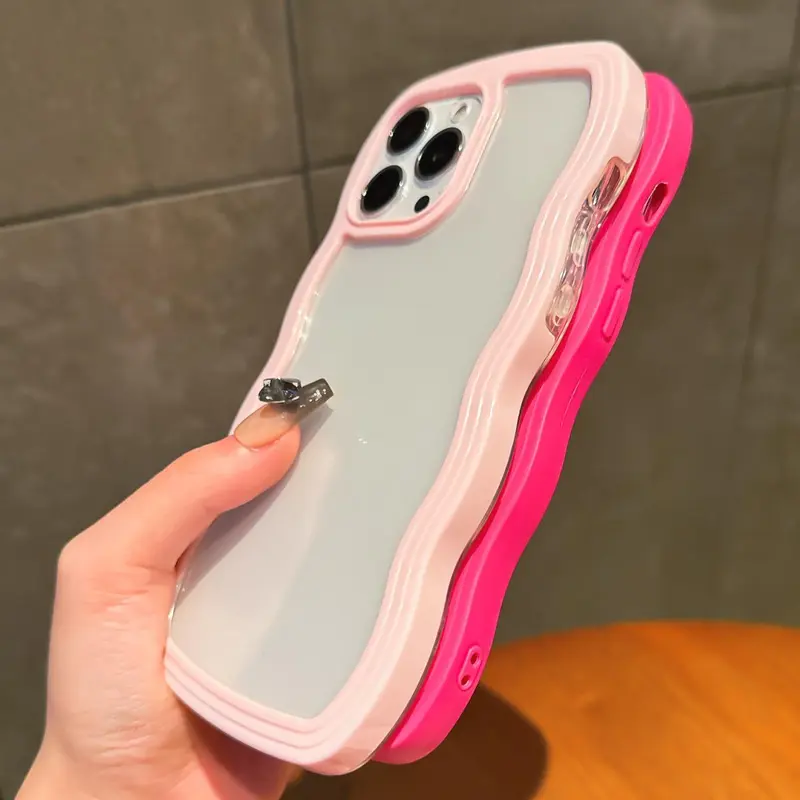 Wave Edge Design Phone Case, 3 Counts Solid Color Decorative Phone Protector Cover, Phone Accessories Compatible with iPhone 15 Pro Max 14 13 12 2