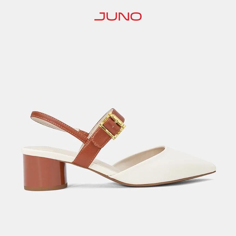 JUNO Giày Cao Gót Hở Hậu Khoá Trang Trí - CG05134