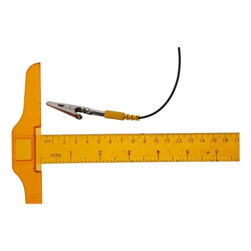 Cáp nối đất chống tĩnh điện PU, Dây Cuộn Dây 2mm 180cm / 71 ", Dây dài, Polyurethane, Màu đen, với kẹp cá sấu đôi, Kiểu móng vuốt 4