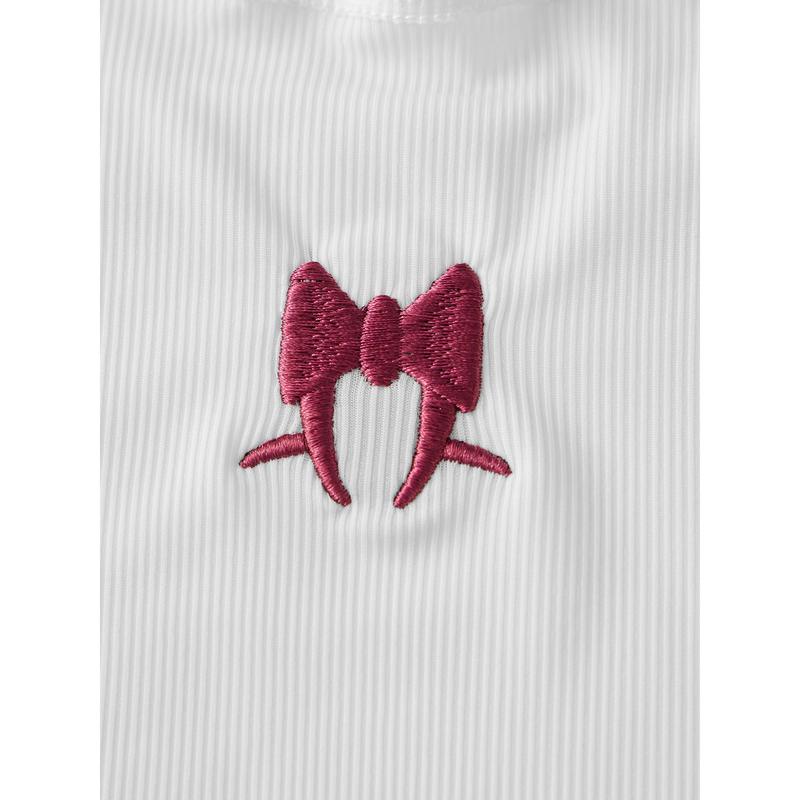 Product Introduction of Women Fashion Tank Tops Lace Trim Bow Embroidery Halter Neck Vests SummerFit Backless Sleeveless Cropped Tops Streetwear 22