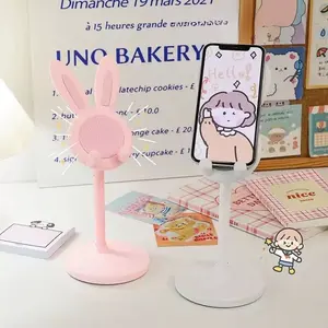 Dudukan HP dengan Dasar Kelinci yang Bisa Disetel Tingginya, Sempurna untuk Menonton, Live Streaming, dan Selfie di Meja