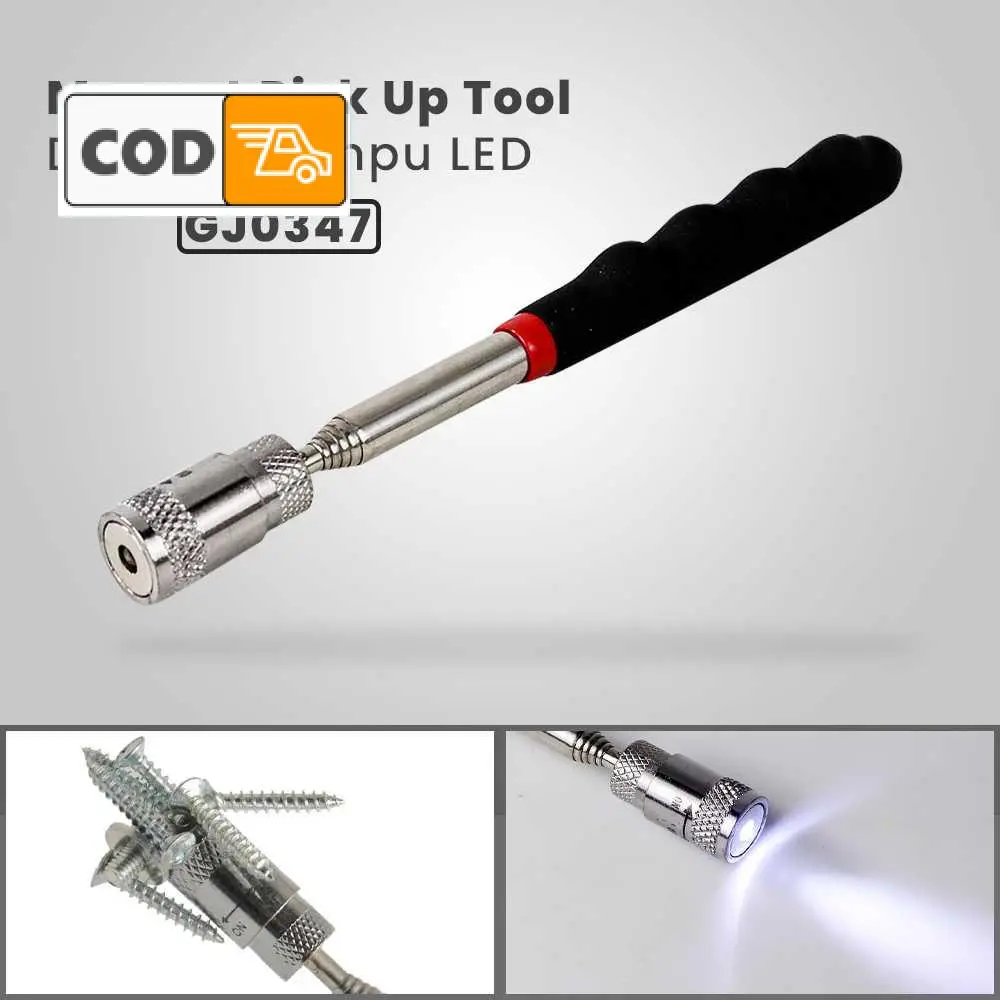 Alat Magnetik Tongkat Pengambil Barang Kecil dengan Lampu LED Telescopic Magnet Pick Up Tool Montir Bengkel