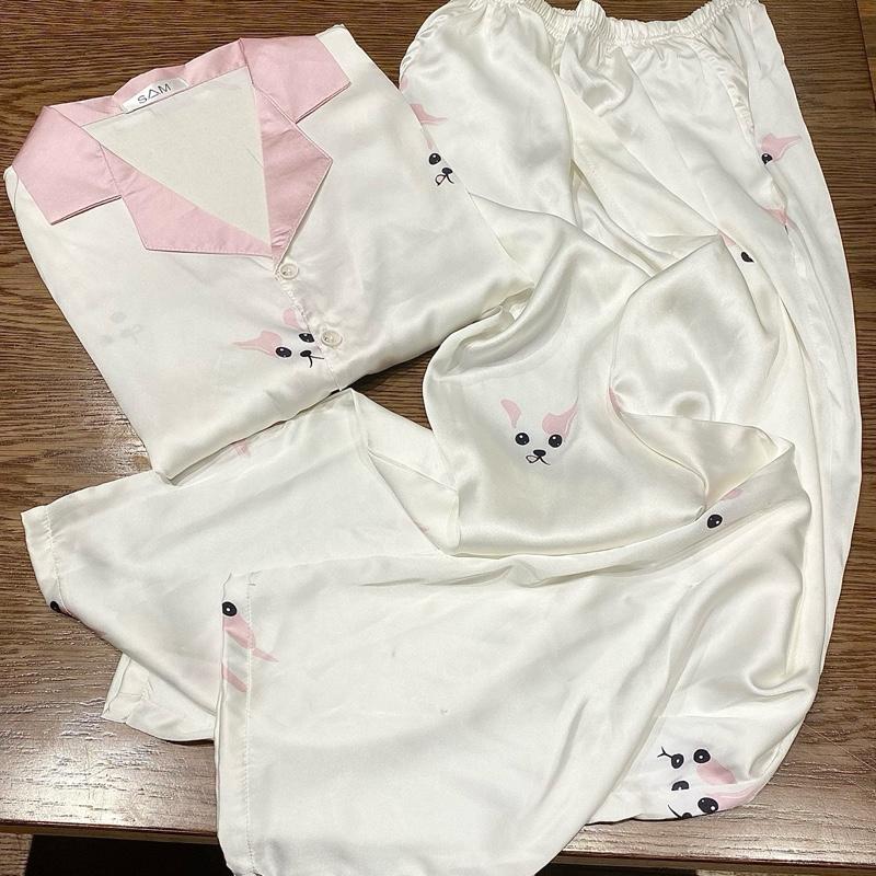 CÚN HỒNG và XANH LOANG chất lụa mịn áo dài quần dài ẢNH CHÍNH CHỦ ( màu trắng mặc bra cùng màu )