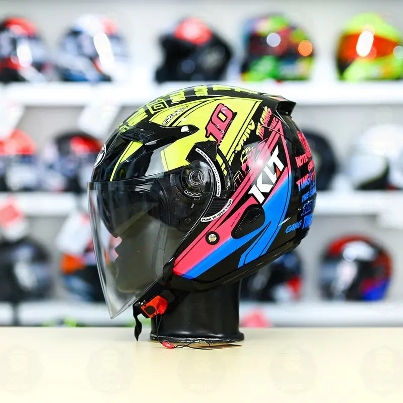 Mũ Bão Hiểm KLT 3/4 2 Kính Tặng kèm tem kyt và khăn trùm dầu ninja 0