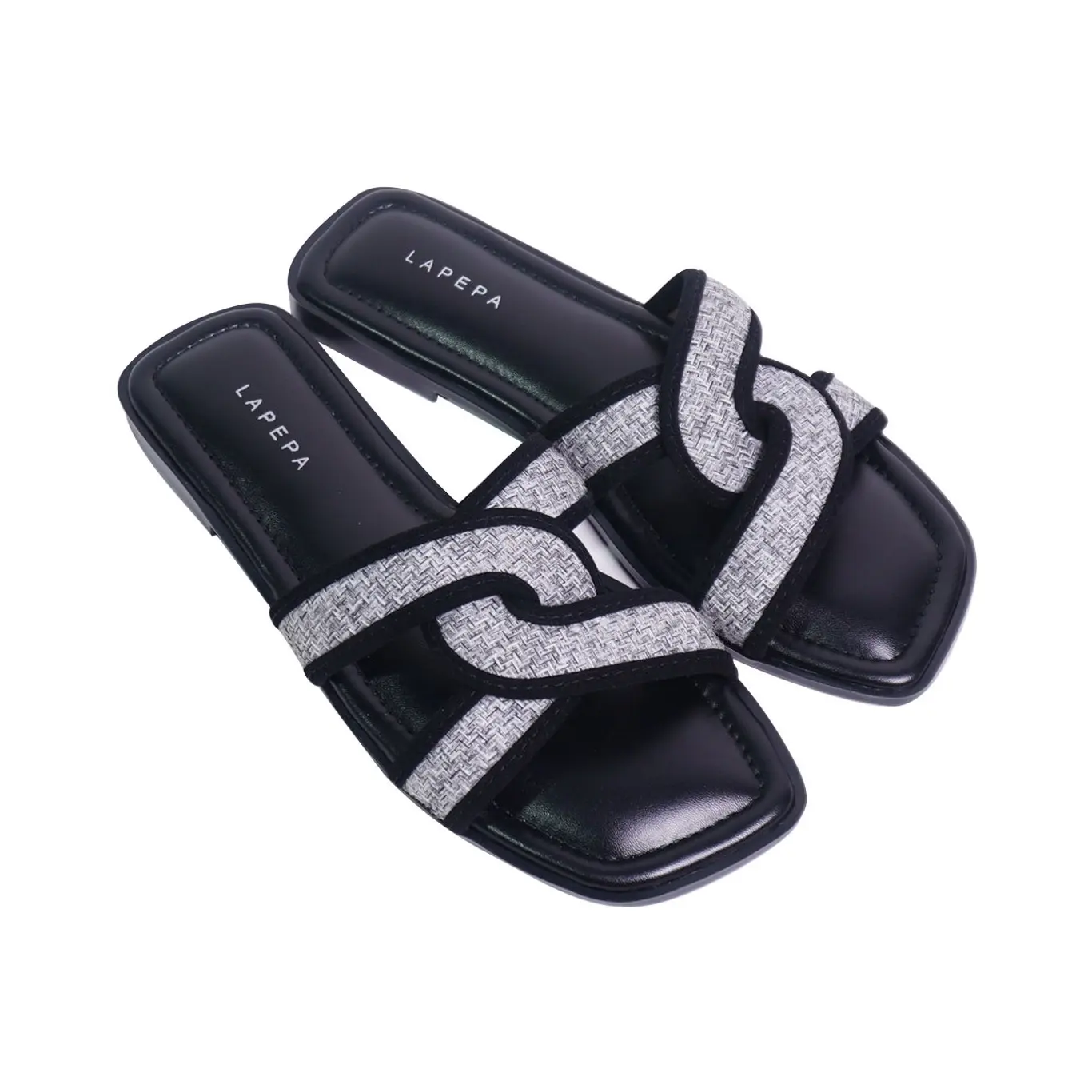 Lapepa Olla Black Sandal Teplek Wanita | sendal flat cewek kekinian motif warna hitam terbaru official mall yuk beli sendal lokal kualitas import korea