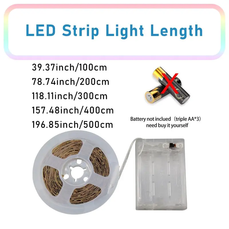 LED Light Strip, Battery Powered LED Light Strip, TV Backlight, Suitable for Cabinet Decoration, Home Decor Supplies 1
