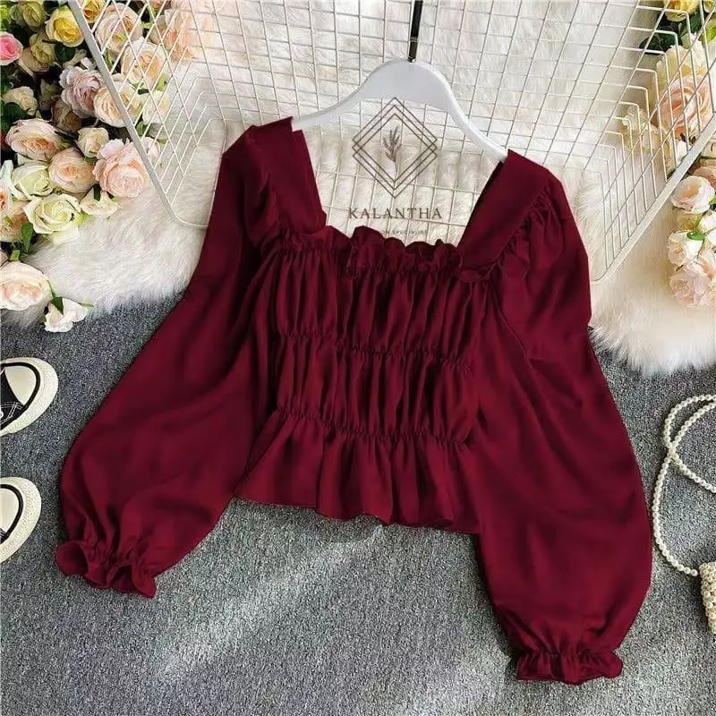 METHA BLOUSE Atasan Wanita Blouse Cantik Kekinian Ala Korean Style/ Terlaris/ Trendy/ Murah/ COD