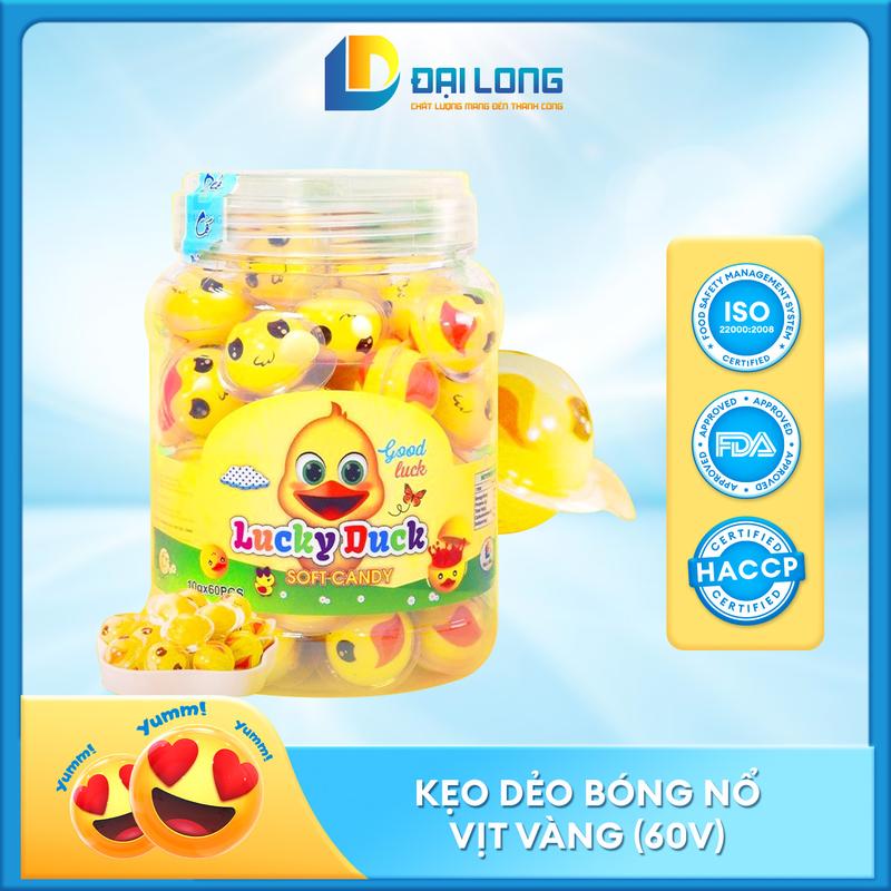 (Hộp 60 viên) Kẹo Dẻo bóng nổ vịt vàng ĐẠI LONG Thơm Ngon Khó Cưỡng dành cho mọi lứa tuổi Ăn Vặt Candy