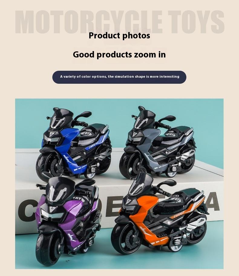 Product Introduction of Alloy Pull Back Motorcycle Simulation Pedal Toy Car Model Keychain Pendant Gift Clip Doll Gift 10