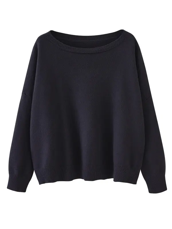【Plus Size】 Solid Drop Shoulder Sweater, Casual Long Sleeve Scoop Neck Jumper for Fall & Winter, Women's Clothing for Daily Wear, Plus Size Clothing, Womenswear, Lady Tops 4