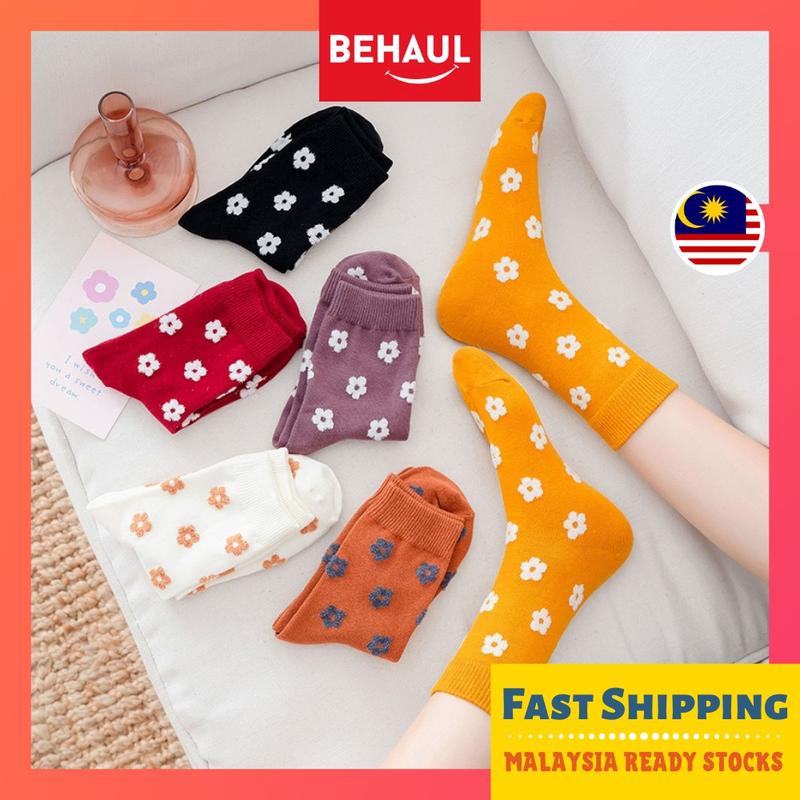 BEHAUL Women Flower Floral Medium Long Socks Stokin Comel Ankle ...
