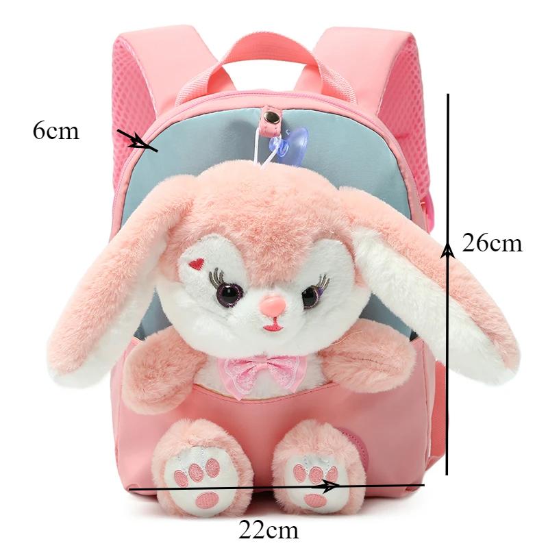 Product Introduction of Plush 3D Rabbit Backpack for Boys Girls Kids Children SchoolBag Cute Bow Tie Cartoon School Bags Kindergarten Preschool Baby Bag 0