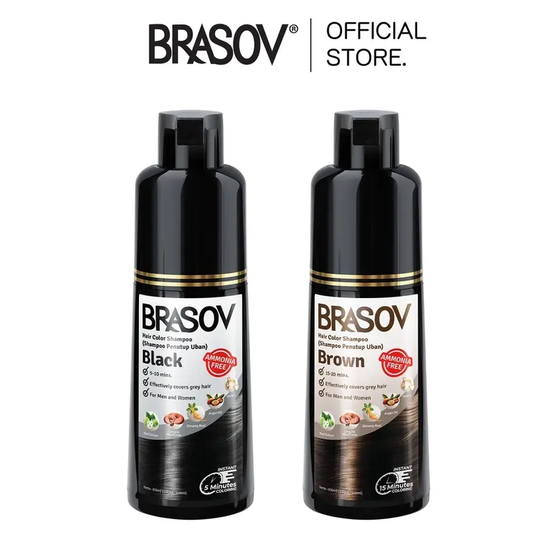 BRASOV Shampoo Pewarna Rambut 200 ML Ammonia Free Hair Color Shampoo Penutup Uban BPOM 2