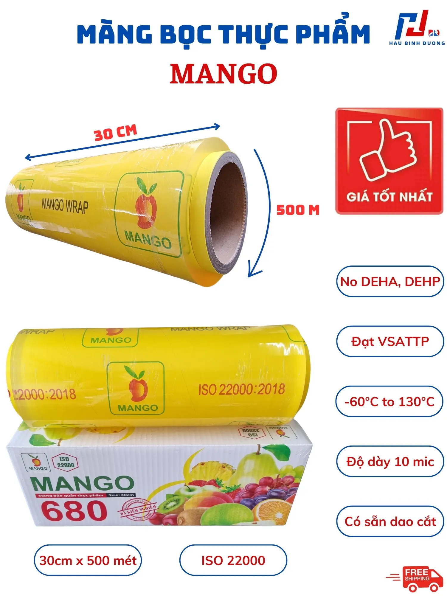 Màng bọc thực phẩm MANGO 30x500mét, Màng bọc nhập khẩu