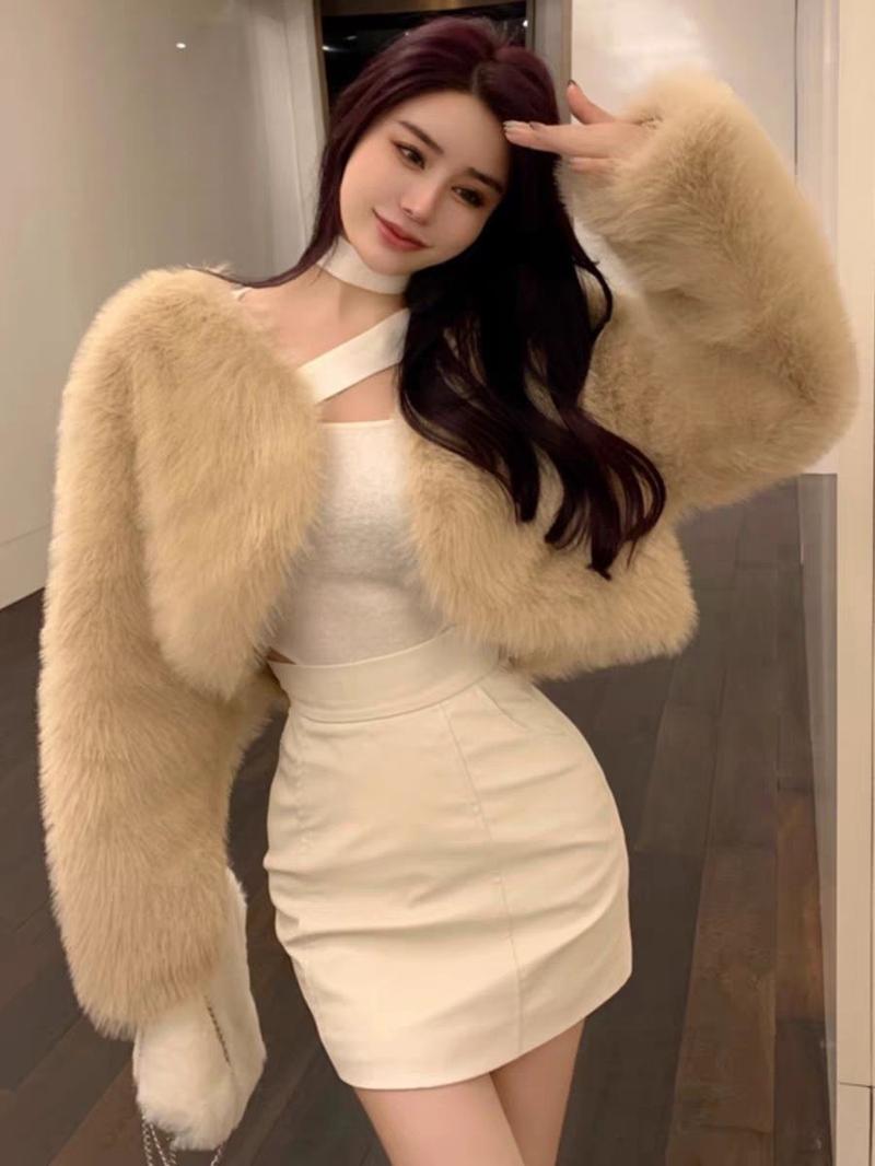 Product Introduction of Autumn and Winter New Imitation Fox Fur Young Furry Coat Fur Short Women's All-Match Top Thickened Winter Womenswear Jackets Comfort Outerwear Longsleeve Basic Minimalist 6