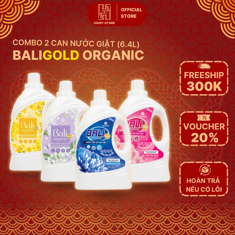 [Combo 2 Can]: Nước Giặt Xả Bali Gold Organic 3.2 Lít (Combo 2 can 3.2 Lít) Hương Thơm Dịu Nhẹ, Đậm Đặc, Lưu Hương Lâu Làm Sạch