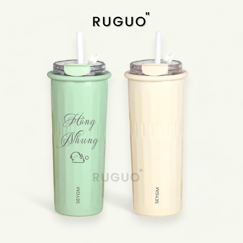   CHÍNH HÃNG  Bình Ly Giữ Nhiệt Khắc Tên SEYGM PASTEL 500ml Inox 304 Có Ống Hút 