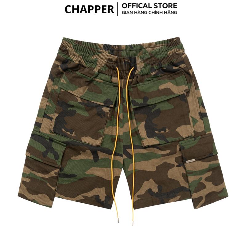 Quần short nam CHAPPER túi hộp dây vàng chất kaki rằn ri cao cấp dáng trên gối - QSCP006   Menswear