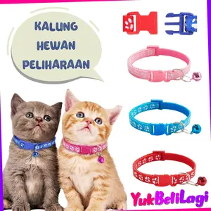 COD YBL BUNDLING ISI 1PCS 9PCS Kalung Lonceng Hewan Peliharaan Tali Adjustable dengan Bell Gesper Rilis Cepat Bahan Polyester PP Nylon Ukuran 17-34 cm Cocok untuk Pesta Natal Festival