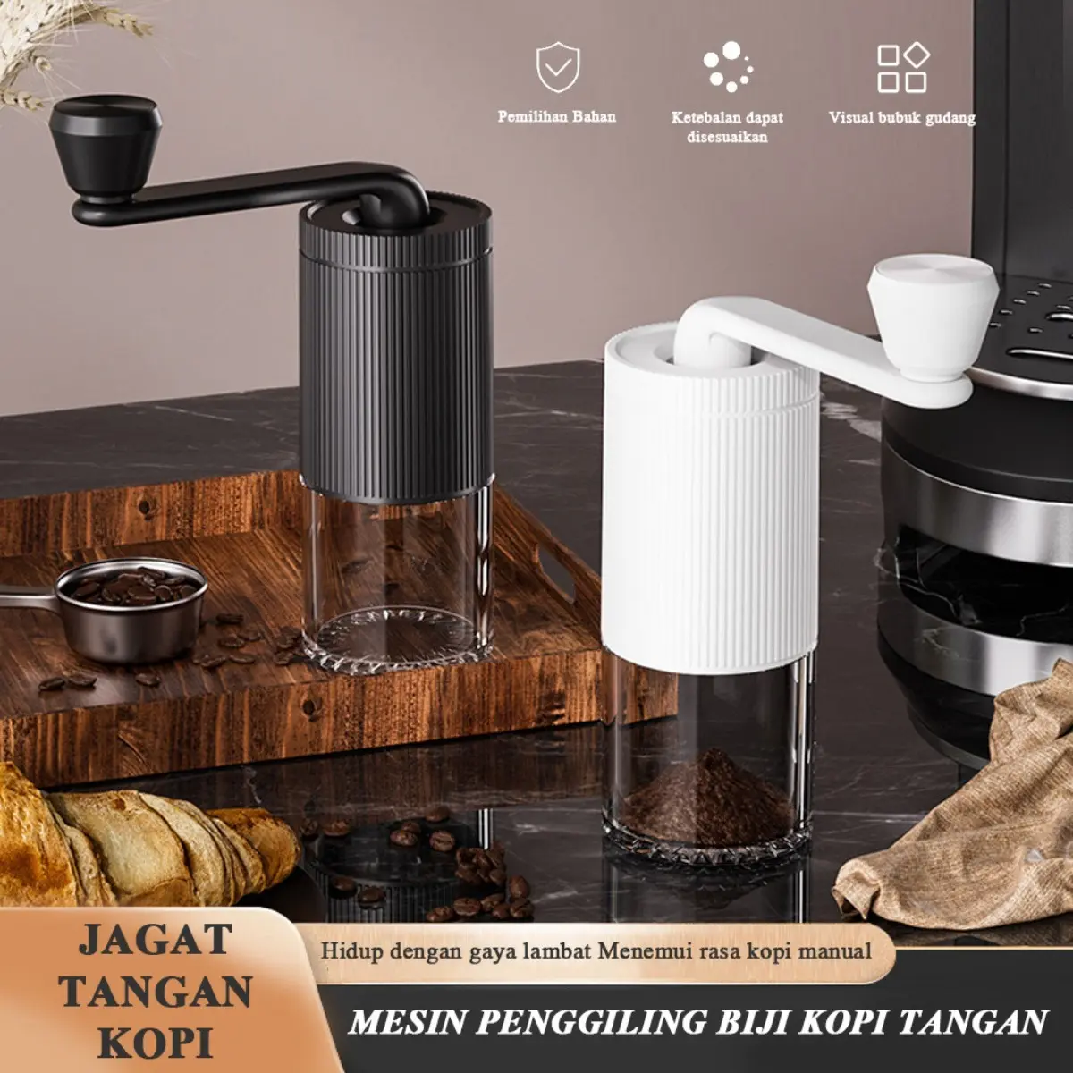 Penggiling Kopi Manual Kecil 20g - Mesin Giling Stainless Steel dengan Bur Keramik, Konfigurasi Dapat Diatur, Ringan Dikerik. Ideal untuk Espresso, French Press, Pour Over, Camping, Perjalanan, dan Aktivitas Outdoor