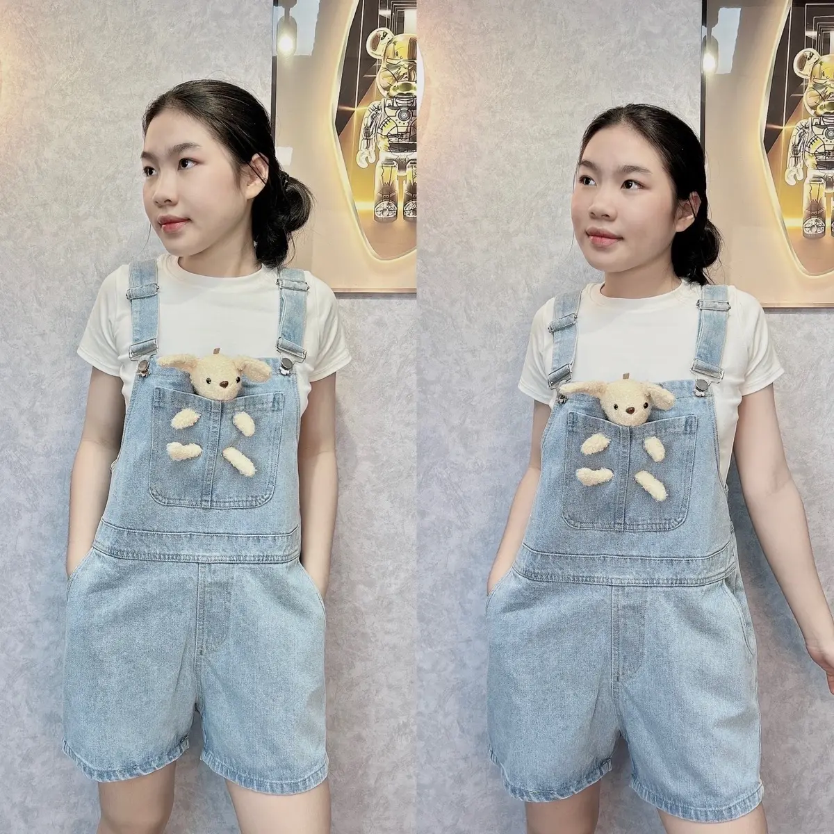 SÉT YẾM  JEAN QUẦN SHORT KÈM GẤU HÀNG QUẢNG CHÂU LOẠI 1