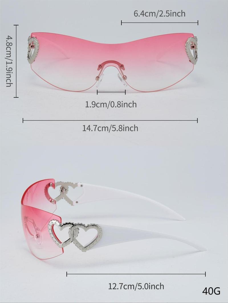 Product Introduction of Unisex Street Style Sunglasses with Heart Design (1 Pair), Trendy Large Frame Sunglasses for Everyday Use, Fashionable Versatile Accessories for Outdoor Activities 12