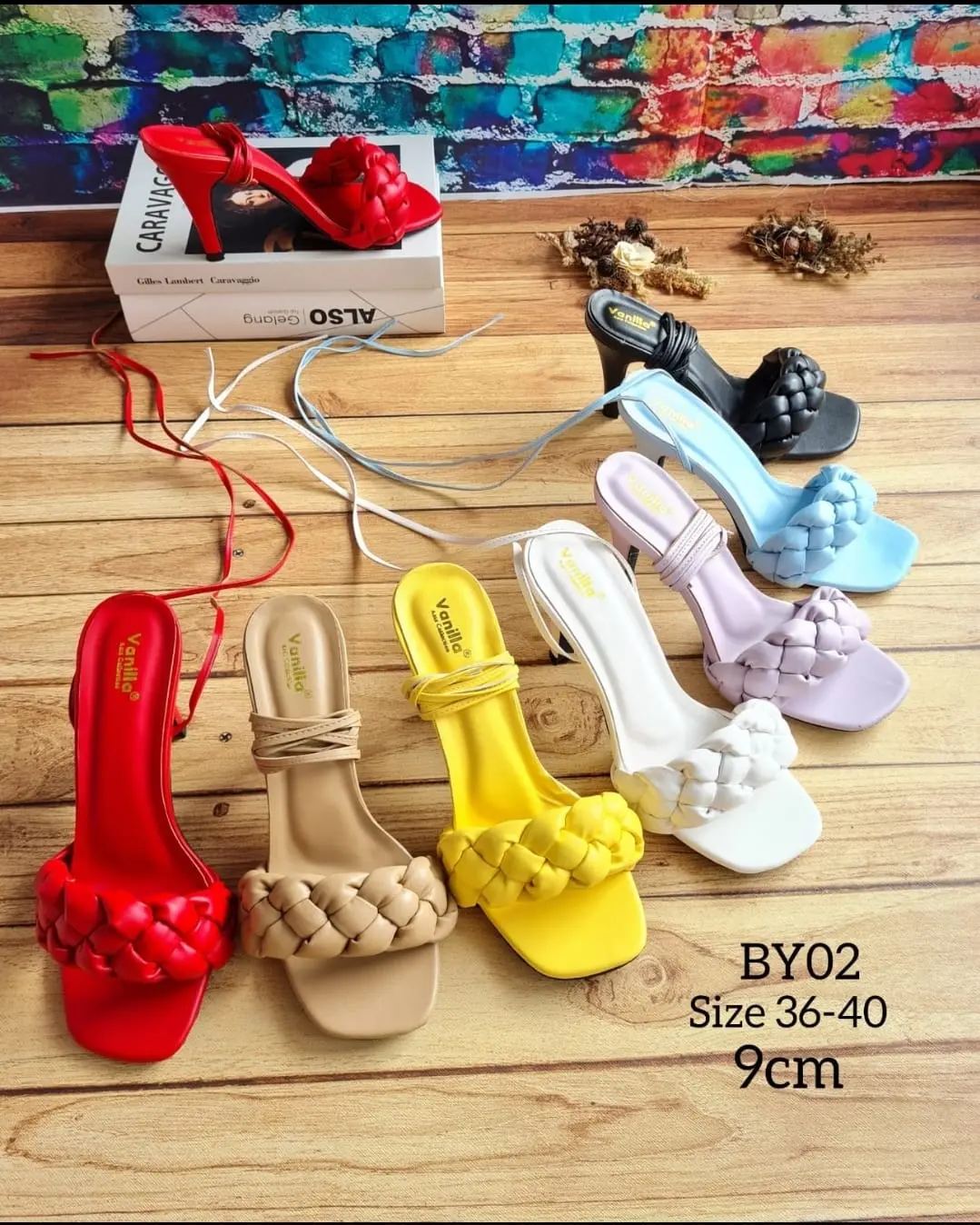 ABBUSHOES BY 02 sendal wanita hak tinggi tali gladiator kepang 9 cm Sandal Perempuan