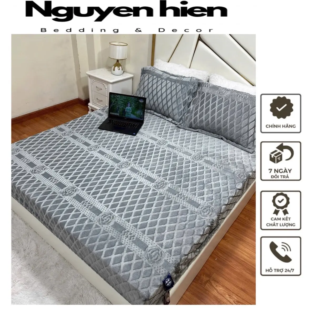 Bộ ga nỉ nhung coco ấm áp êm ái mềm mịn, bọc chun dưới 15cm-3 kích thước (1m6-2m, 1m8-2m,2m-2m2)Set 3 món và 4 món