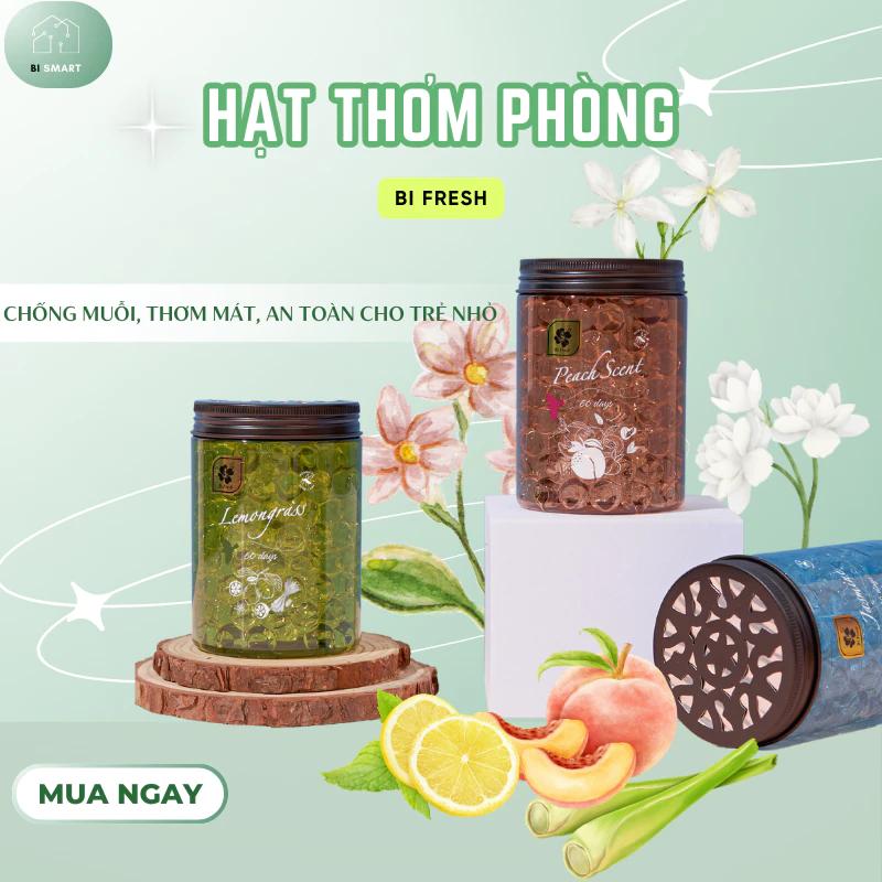 Combo 3 lọ hạt thơm phòng BIFRESH hương chanh sả, hoa nhài, đào tươi , Sáp thơm phòng dạng hạt đuổi muỗi 2