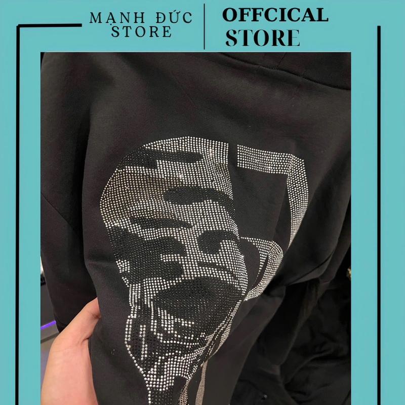 Product Introduction of Áo Khoác Hoodie Nỉ Đính Đá Nửa Mặt + Nửa P Hot  Menswear Dài Tay ( Có Logo Sắt ) 2