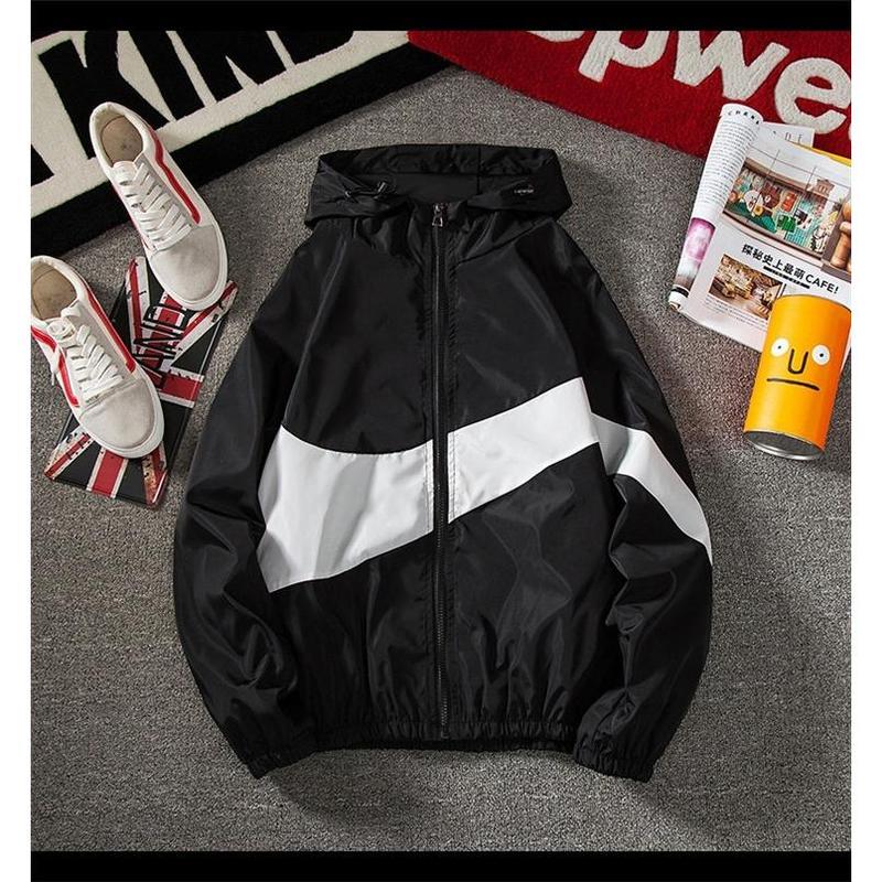 Men's jacket men's sunscreen coat men's jacket Korean-style long-sleeved windbreaker side stripe hooded jacket 4