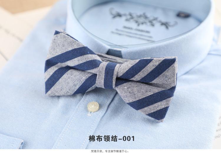 Product Introduction of 1PCS Men's Bow Tie Korean Version Fashion Casual Bow Cotton Trendy Plaid Striped Collar Bow Tie Manufacturer Wholesale Spot 4