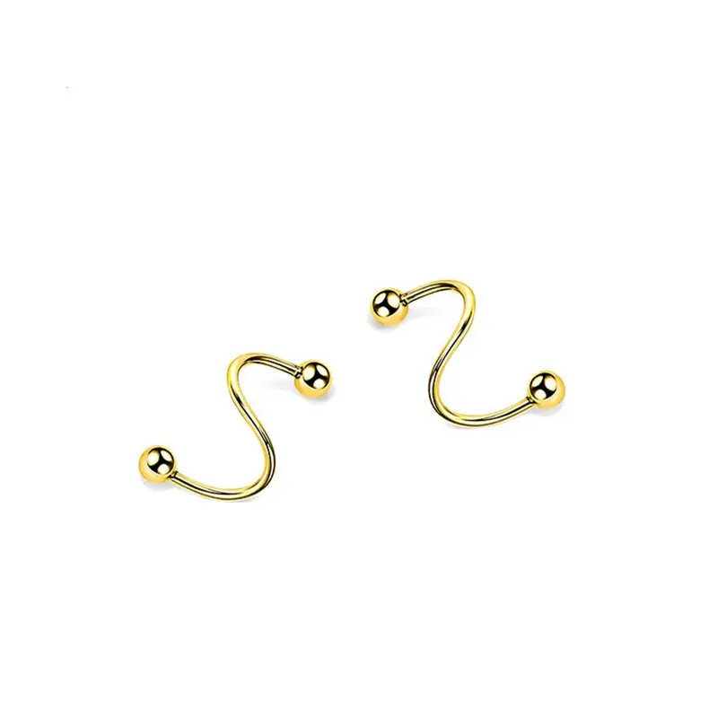 【Sktlz Barang akan dikirim dalam 24 jam】Anting musim semi sederhana wanita Retro Hong Kong Style ceruk pribadi anting spiral lapisan ganda anting 1